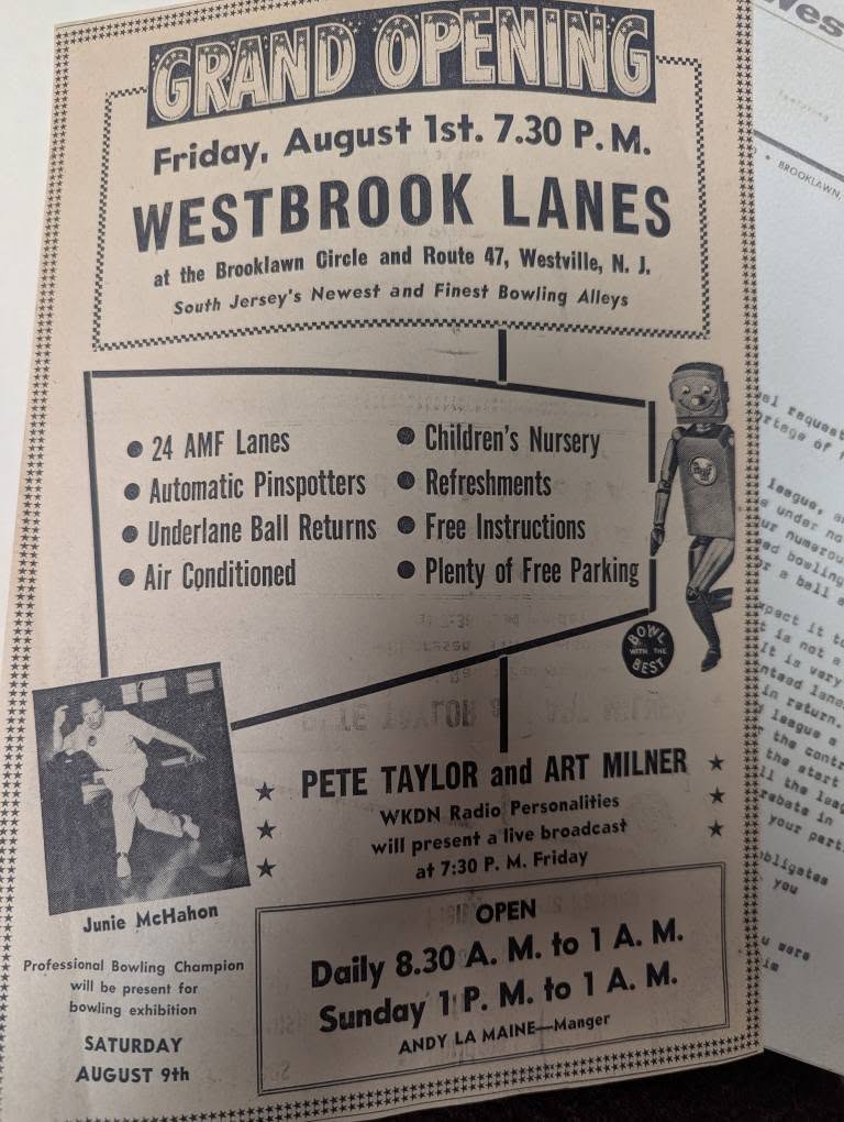 Vintage photograph of Westbrook Lanes in its early decades