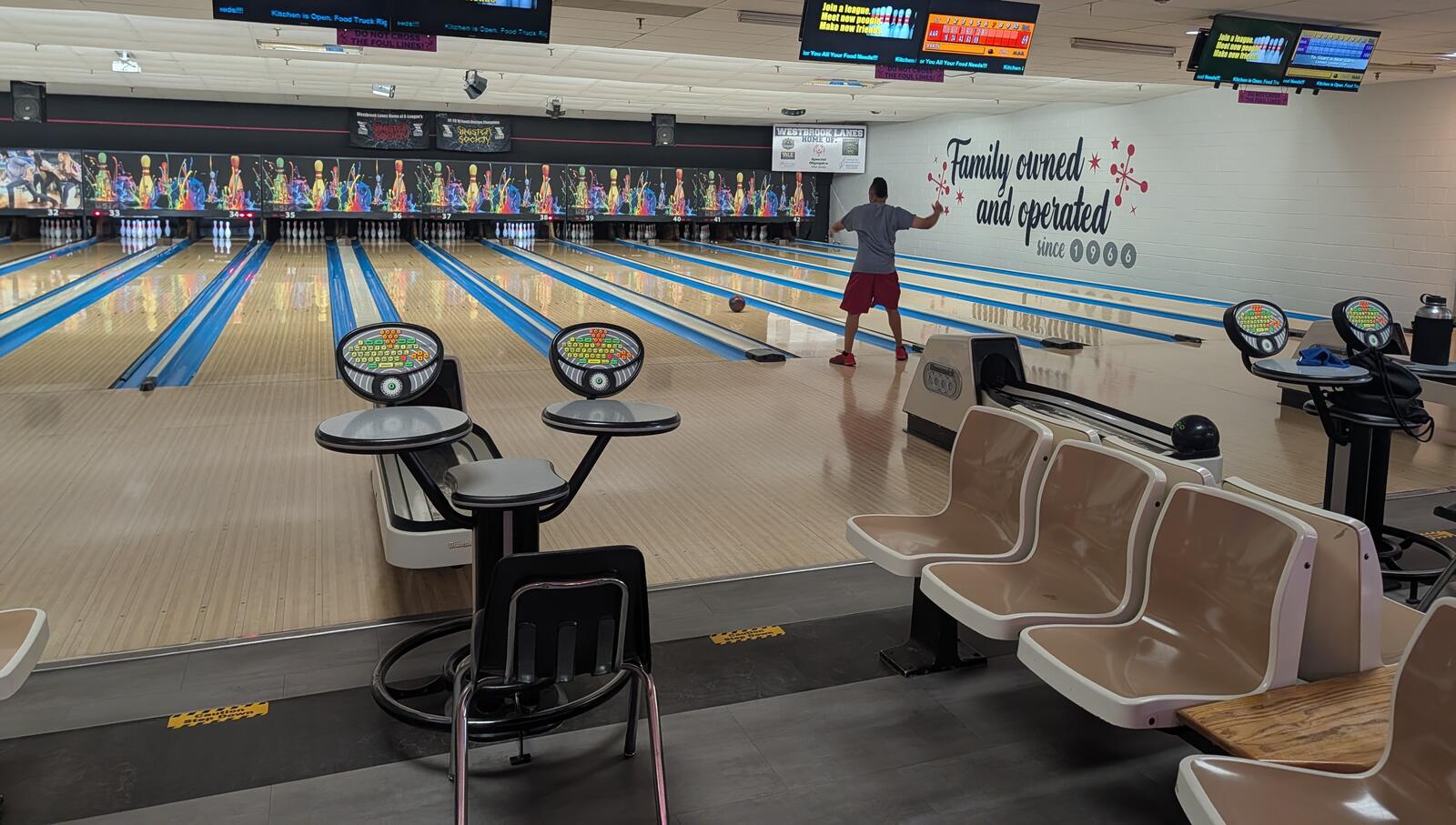 A bowler on the lanes at Westbrook Lanes in Brooklawn NJ, family owned and operated since 1966
