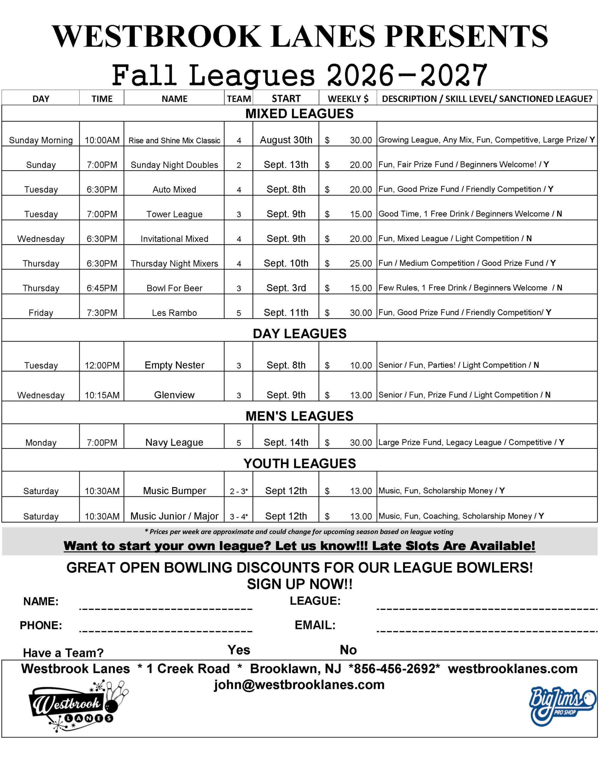 Fall Leagues 26-27